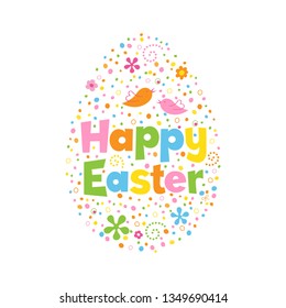 HAPPY EASTER hand lettering banner with doodle motifs