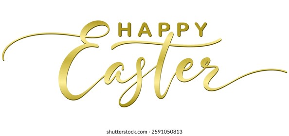Happy easter hand lettering calligraphy isolated on white background. Vector holiday illustration element. Happy easter script calligraphy