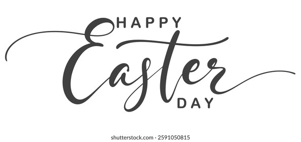 Happy easter hand lettering calligraphy isolated on white background. Vector holiday illustration element. Happy easter script calligraphy