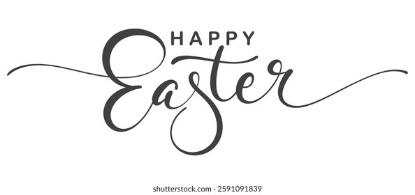 Happy easter hand lettering calligraphy isolated on white background. Vector holiday illustration element. Happy easter script calligraphy