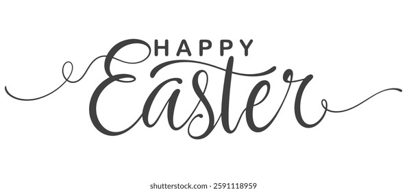 Happy easter hand lettering calligraphy isolated on white background. Vector holiday illustration element. Happy easter script calligraphy