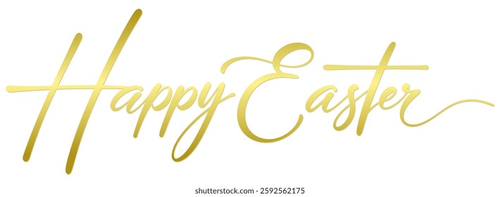 Happy easter hand lettering calligraphy isolated on white background. Vector holiday illustration element. Happy easter script calligraphy