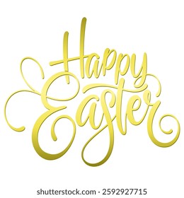 Happy easter hand lettering calligraphy isolated on white background. Vector holiday illustration element. Happy easter script calligraphy