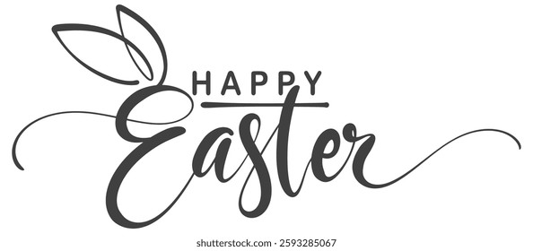 Happy easter hand lettering calligraphy isolated on white background. Vector holiday illustration element. Happy easter script calligraphy