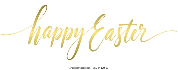 Happy easter hand lettering calligraphy isolated on white background. Vector holiday illustration element. Happy easter script calligraphy