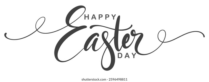 Happy easter hand lettering calligraphy isolated on white background. Vector holiday illustration element. Happy easter script calligraphy