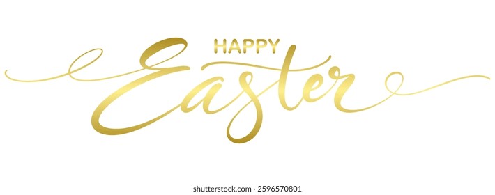 Happy easter hand lettering calligraphy isolated on white background. Vector holiday illustration element. Happy easter script calligraphy