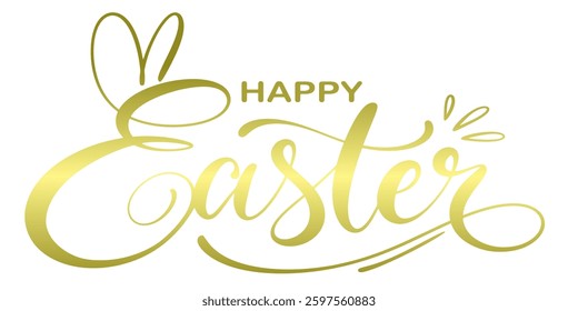 Happy easter hand lettering calligraphy isolated on white background. Vector holiday illustration element. Happy easter script calligraphy