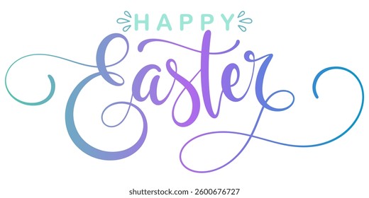 Happy easter hand lettering calligraphy isolated on white background. Vector holiday illustration element. Happy easter script calligraphy