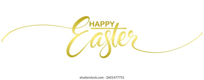 Happy easter hand lettering calligraphy isolated on white background. Vector holiday illustration element. Happy easter script calligraphy