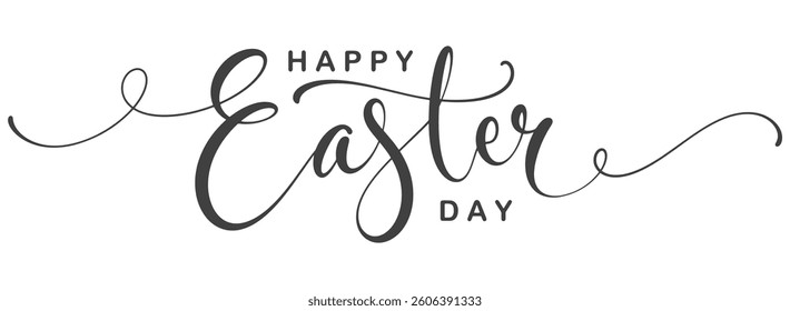 Happy easter hand lettering calligraphy isolated on white background. Vector holiday illustration element. Happy easter script calligraphy