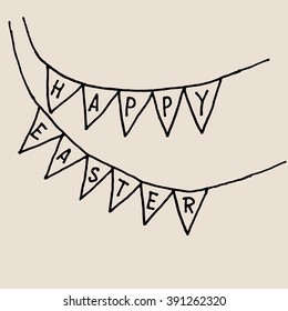 Happy Easter hand lettering calligraphy, banner, flags.