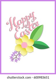 Happy Easter hand lettering. Colorful vector illustration. Greeting card, poster or banner.