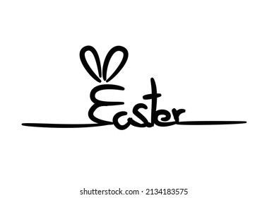 Grabado con la mano de Happy Easter, ilustración de vector dibujada a mano, plantilla de texto de tarjeta de saludo.