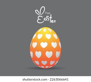 Grabado de la mano de Pascua feliz con huevos de Pascua, estilo de arte de papel, ilustración vectorial