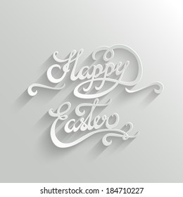 Happy Easter Hand lettering Greeting Card. Typographical Vector Background. Handmade calligraphy. Easy paste to any background