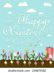 HAPPY EASTER hand lettering handmade calligraphy scalable and editable vector illustration