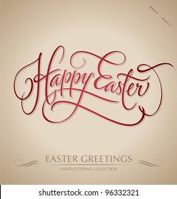 HAPPY EASTER hand lettering - handmade calligraphy; scalable and editable vector illustration (eps8);