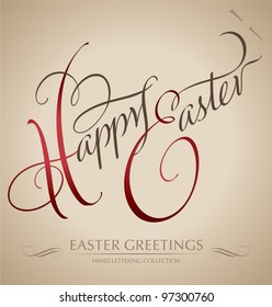 HAPPY EASTER hand lettering - handmade calligraphy; scalable and editable vector illustration (eps8);