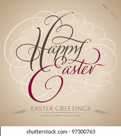 HAPPY EASTER hand lettering - handmade calligraphy; scalable and editable vector illustration (eps8);