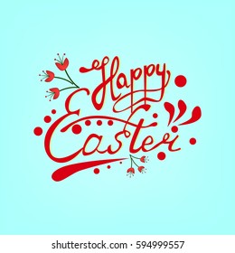Happy Easter Hand Lettering on the Sparkling Background for Your Design. Vector Illustration EPS10