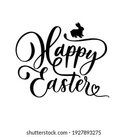Happy Easter - hand lettering stamp inscription.