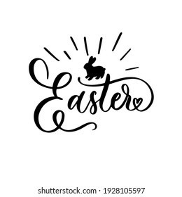 Happy Easter - hand lettering stamp inscription.