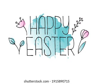 Happy Easter hand lettering text design. Creative typography for holiday invitations, posters and greeting cards. Vector illustration.