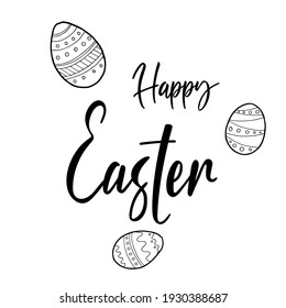 Happy Osterhandschrift einzeln auf weißem Hintergrund