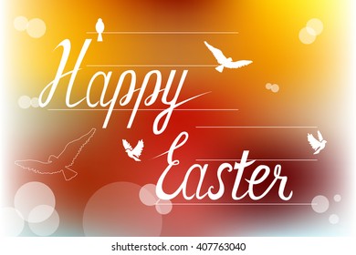 Happy Easter hand lettering typographical background