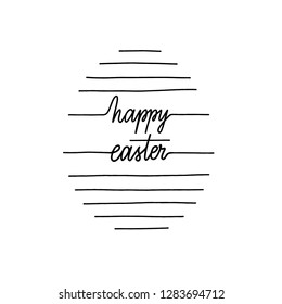 Happy easter hand lettering vector on  egg silhouette.