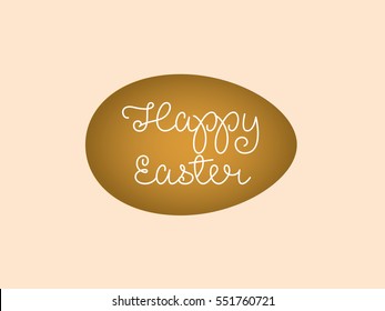 Happy Easter hand lettering vector illustration with egg on light pink background