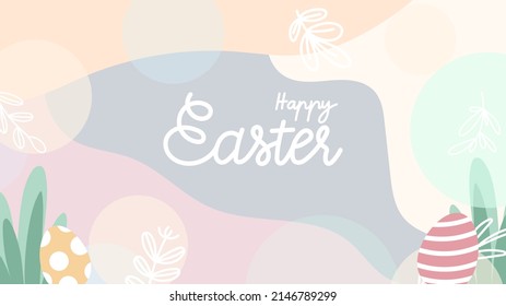 Happy Easter hand written with bunny and for easter day on pink background ,illustration Vector EPS 10