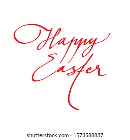 happy easter hand written calligraphic lettering. vector