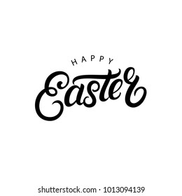 Happy Easter hand written lettering. Modern brush calligraphy, typography. Isolated on background. Vector illustration.