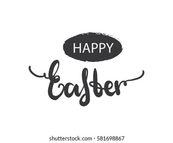 Happy easter. Hand written Easter phrases .Greeting card text templates with Easter eggs isolated on white background. Happy easter lettering modern calligraphy style. Vector illustration