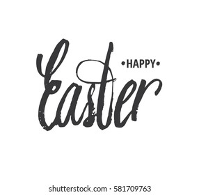 Happy easter. Hand written Easter phrases .Greeting card text templates with Easter eggs isolated on white background. Happy easter lettering modern calligraphy style. Vector illustration