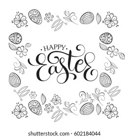 Happy Easter handdraw Lettering Egg, calligraphy