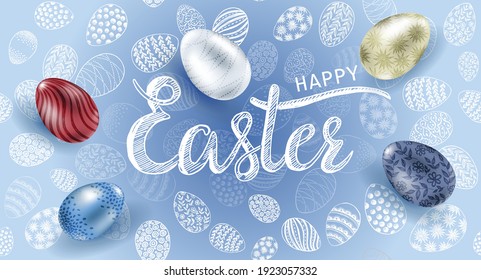 Happy Easter, hand-drawn	illustration style. Vector.