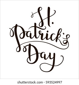 Happy Easter hand-drawn lettering decoration text on white background. Design template for greeting cards, invitations, banners, gifts, prints and posters. Calligraphic inscription.