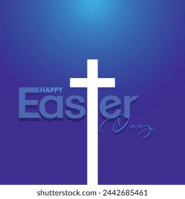 Happy Easter handwriting lettering. Style calligraphy for Easter Sunday and Monday. Design for holiday greeting card, invitation, poster, banner or background. Vector illustration. Happy Easter text.