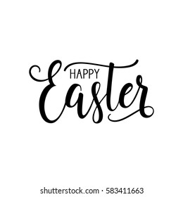 Happy Easter handwritten brush lettering. Greeting card. Vector illustration. EPS 8.