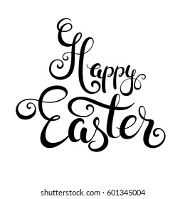 Happy Easter handwritten calligraphy lettering isolated on white background. Vector illustration.