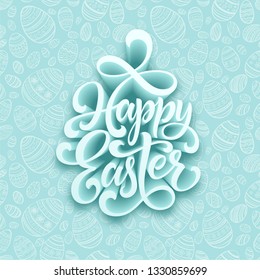 Happy Easter handwritten lettering. Holiday calligraphy. Vector illustration EPS10
