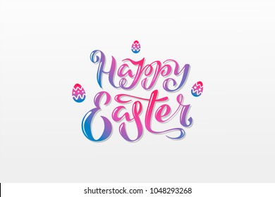 Happy Easter handwritten lettering poster, card, invitation, banner. Vector illustration EPS 10.