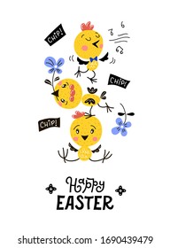 Happy Easter handwritten lettering poster, card, invitation, banner. Vector illustration EPS 10.