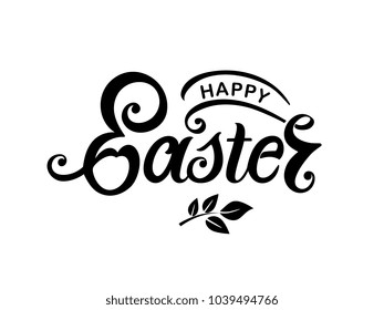 Happy Easter handwritten lettering. Happy Easter typography vector design for greeting cards and poster. Design template celebration. Vector illustration.