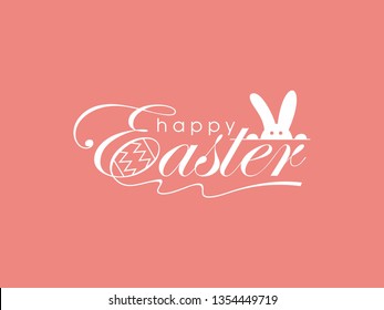 Happy Easter with handwritten text. Eggs and Easter Bunny Vector Logo. Discount Easter Day for Sale. Templates for Happy Easter, Background,