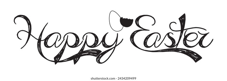 Happy Easter - Handwritten vector lettering text .. Calligraphic phrase.