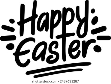 Happy easter handwritten vector text sticker, Happy easter badge